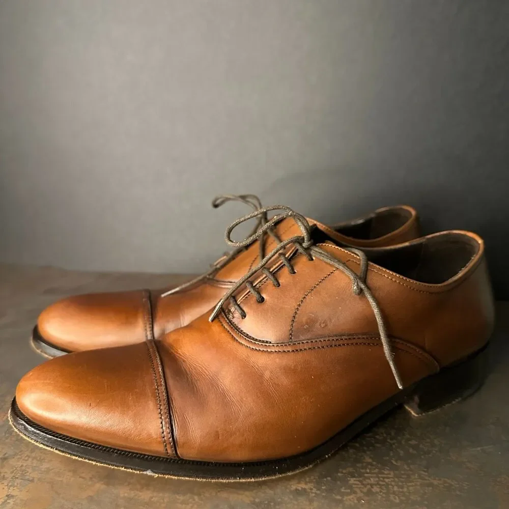 To Boot New York Men's Oxfords Dress Shoes 7 Italy Cap Toe Leather Classic Brown